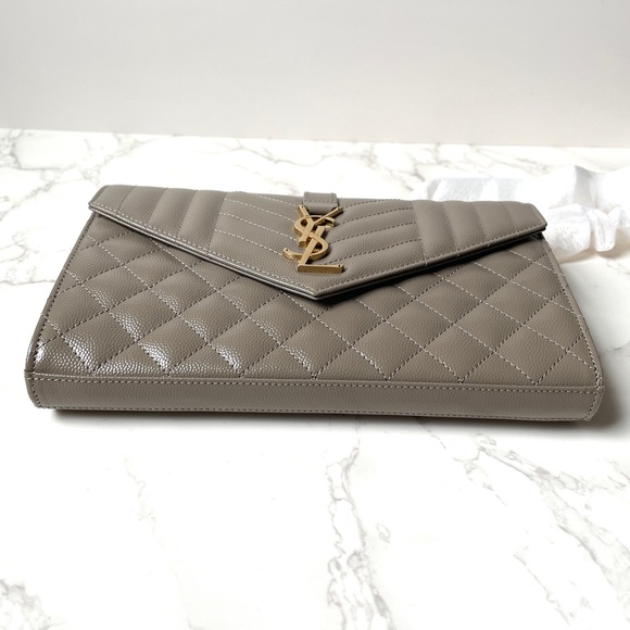 New Saint Laurent YSL Large Wallet on Chain Greyish Brown - Picture 5 of 14